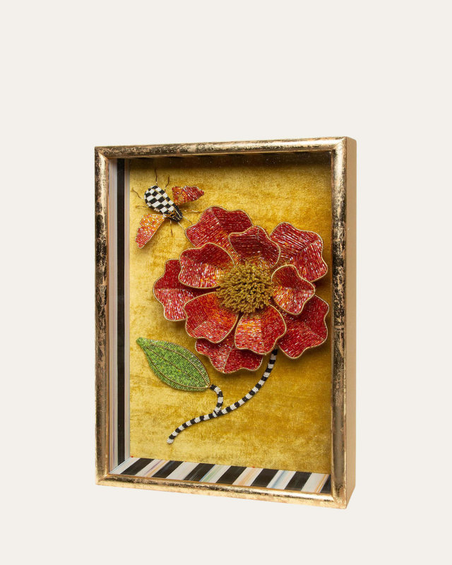 Beaded Peony Shadow Box